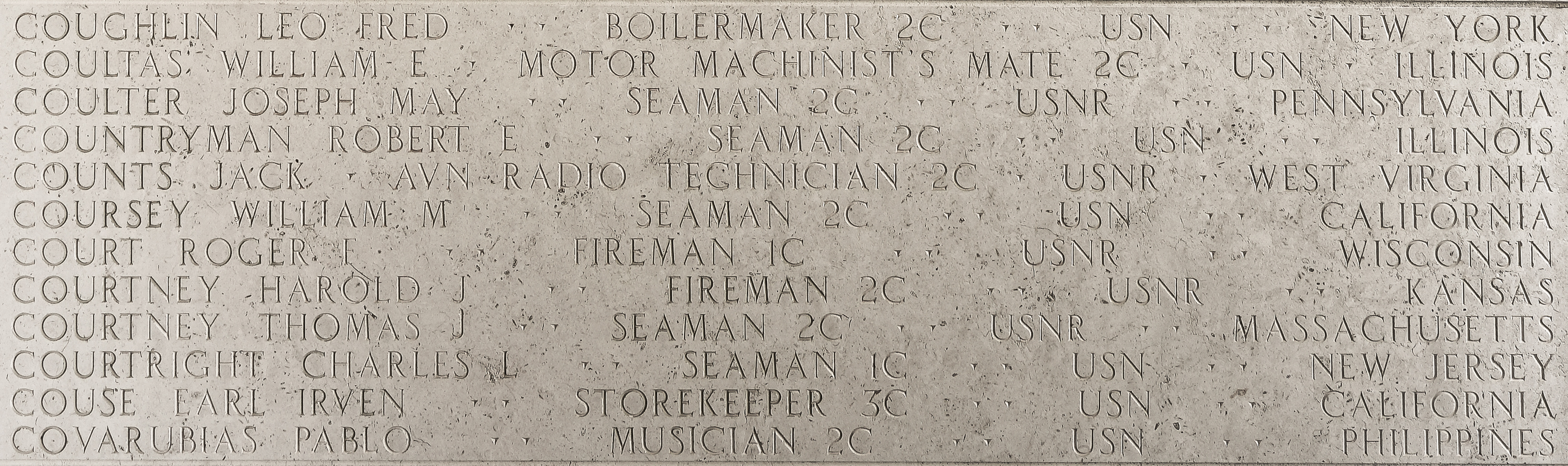 Leo Fred Coughlin, Boilermaker Second Class